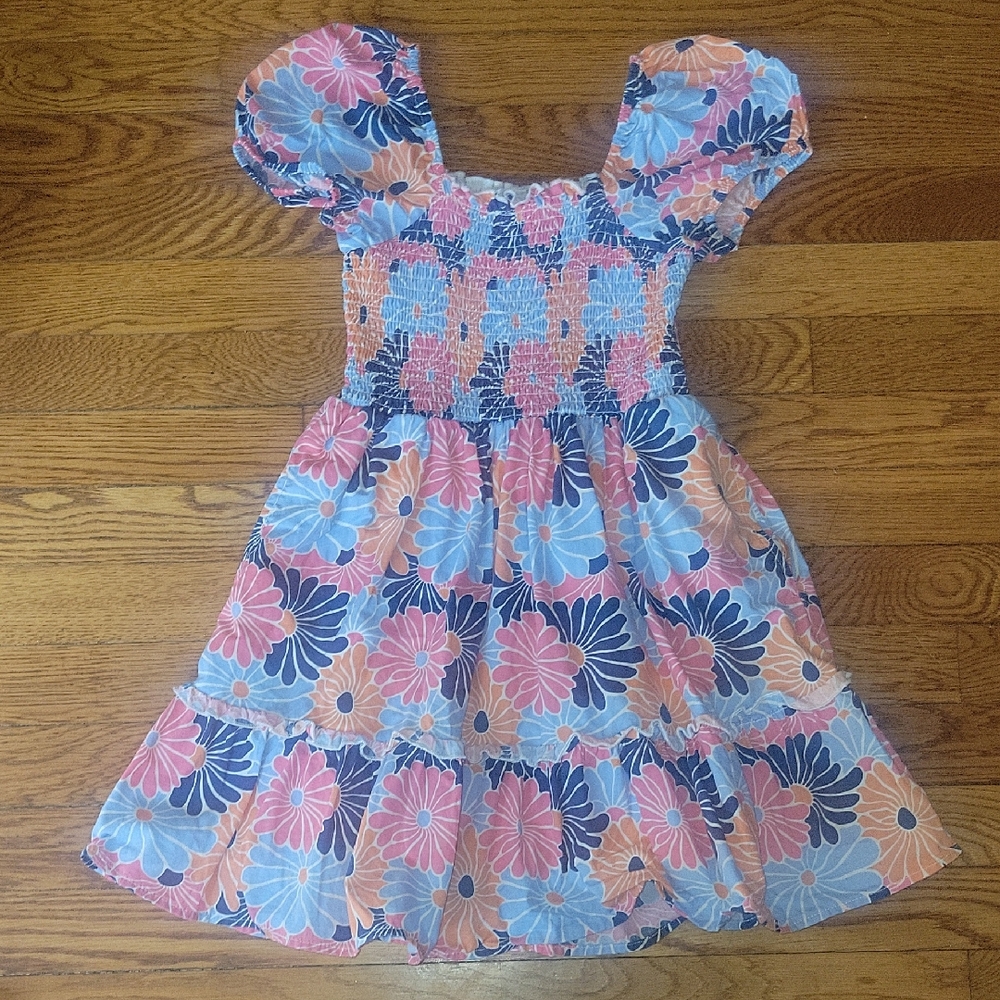 Charming Floral Kids Dress in Pink and Blue